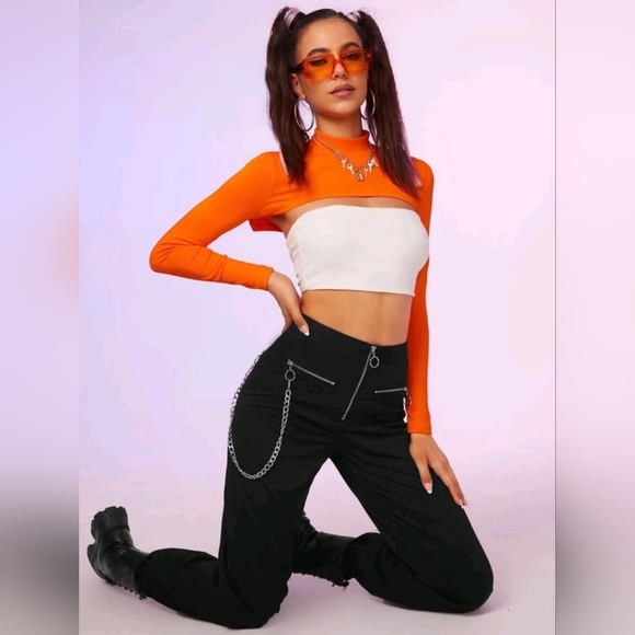 NWOT Mock Neck Super Crop Shrug Top - Picture 3 of 5